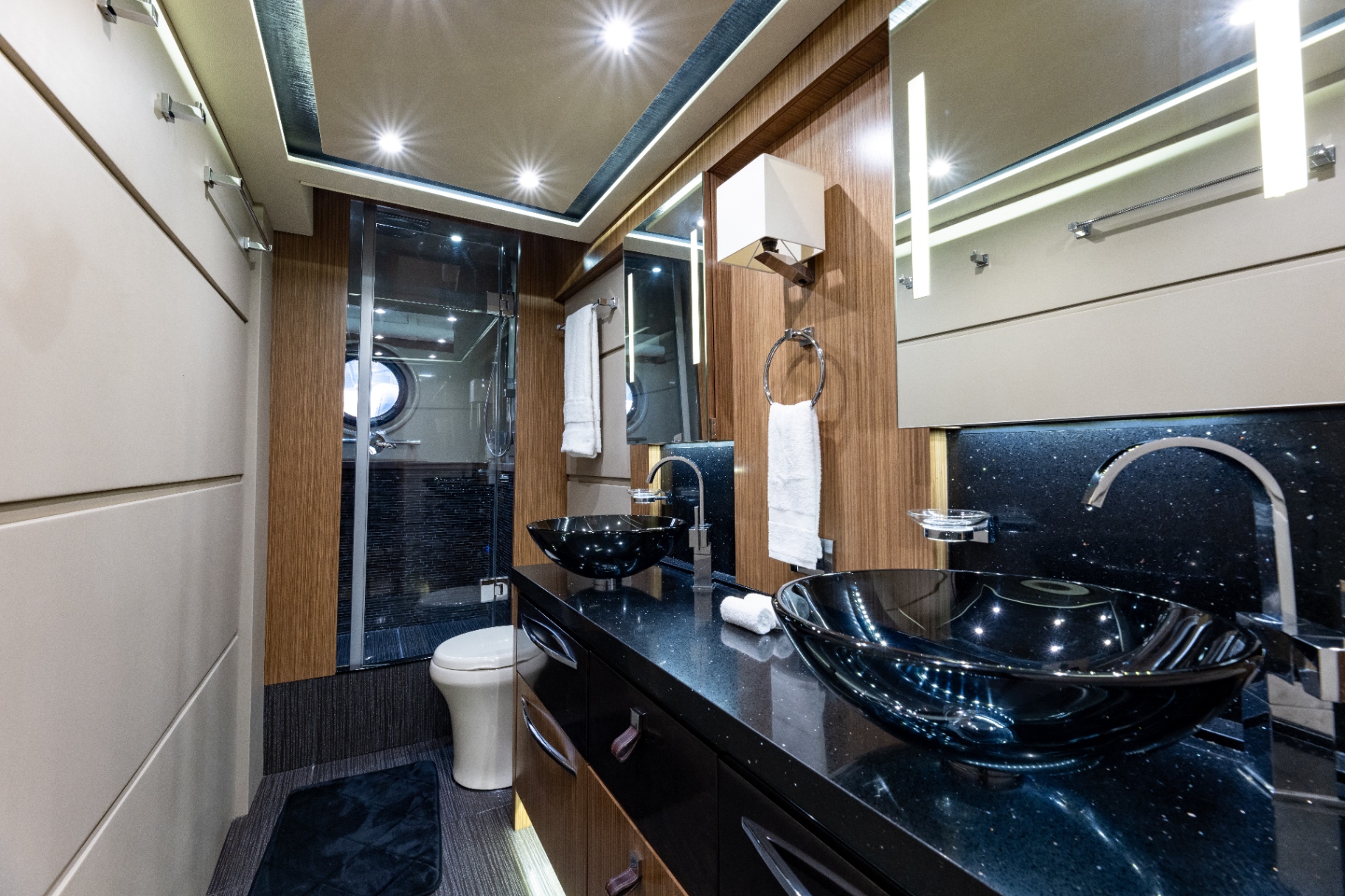 Marble en-suite bathroom with rain shower